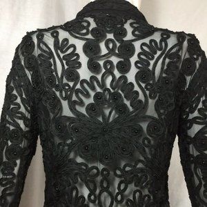 Caché Soutache Sheer Beaded Evening Jacket Sz L